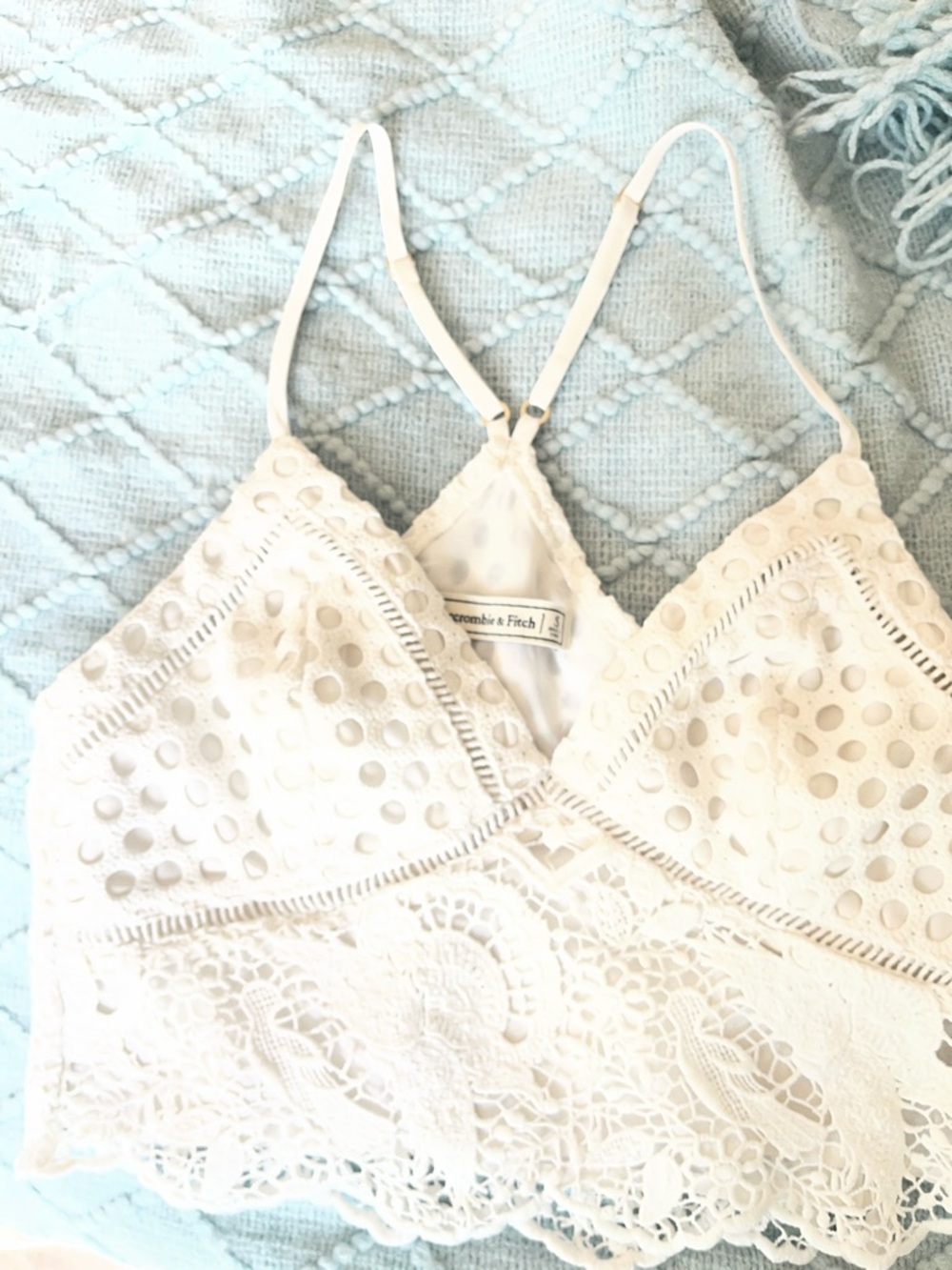 Abercrombie & Fitch White Eyelet Crochet Bralette